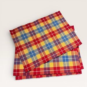 Crate&Barrel Multicolor Plaid Placemats Set of 4